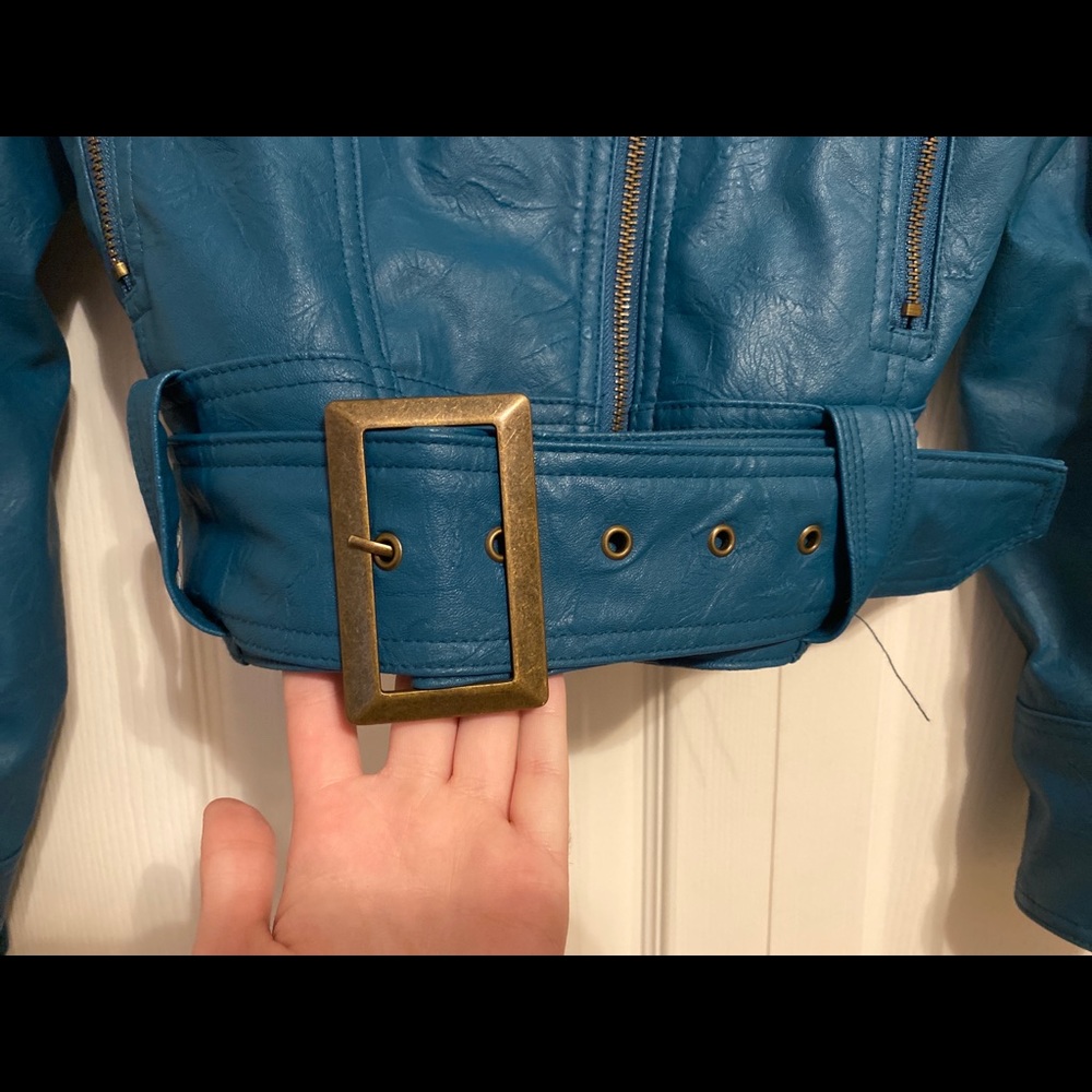 Blue leather jacket - Picture 2 of 2